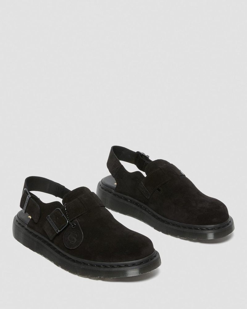 Sandalias Dr Martens Jorge Made in England Gamuza Destalonadas Mules (Repello Calf Gamuza (Gum Oil)) Negras | IR17-E7JI