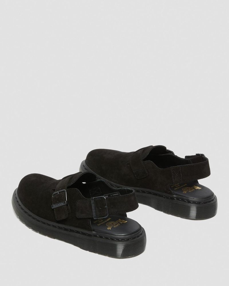 Sandalias Dr Martens Jorge Made in England Gamuza Destalonadas Mules (Repello Calf Gamuza (Gum Oil)) Negras | IR17-E7JI