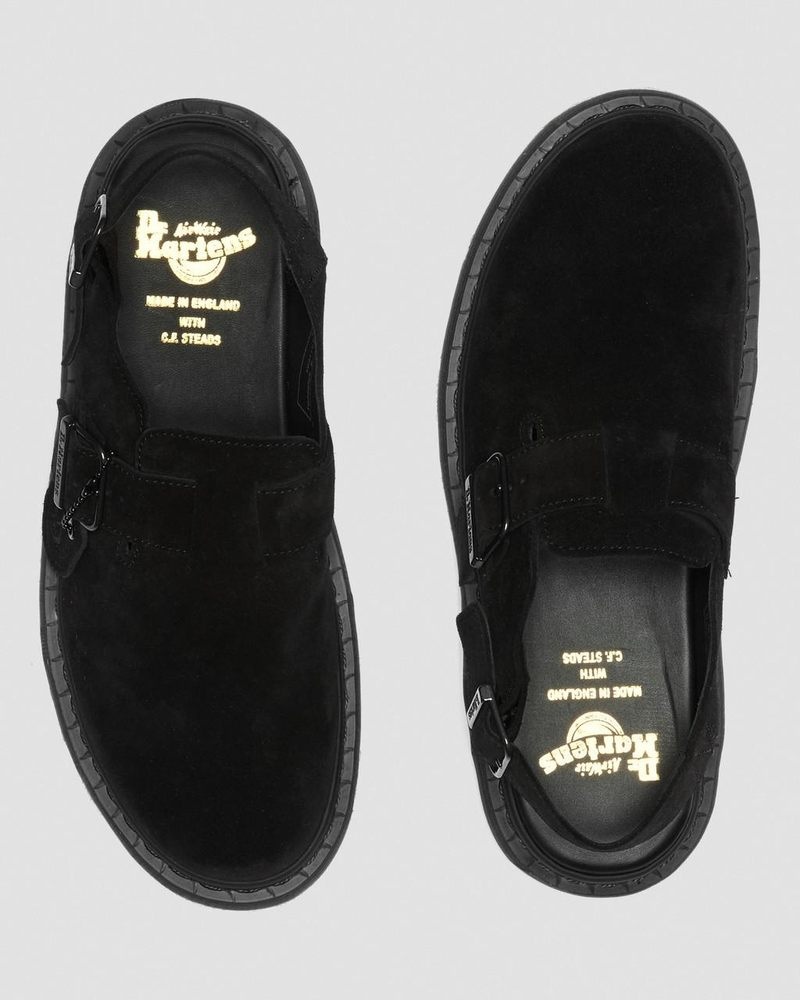 Sandalias Dr Martens Jorge Made in England Gamuza Destalonadas Mules (Repello Calf Gamuza (Gum Oil)) Negras | IR17-E7JI