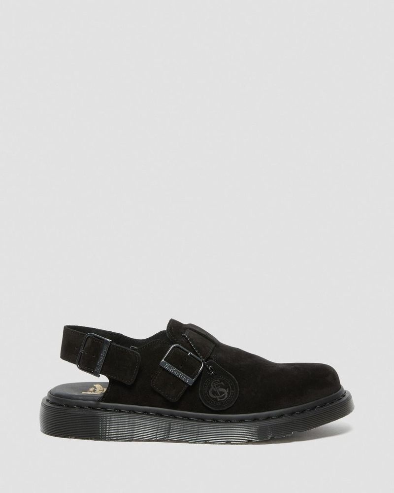 Sandalias Dr Martens Jorge Made in England Gamuza Destalonadas Mules (Repello Calf Gamuza (Gum Oil)) Negras | RH16-A5LP