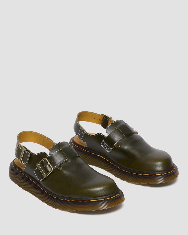 Sandalias Dr Martens Jorge Made in England Classic Cuero Destalonadas Mules Verde Oscuro | TQ10-X7SS