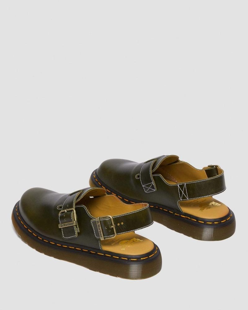 Sandalias Dr Martens Jorge Made in England Classic Cuero Destalonadas Mules Verde Oscuro | TQ10-X7SS