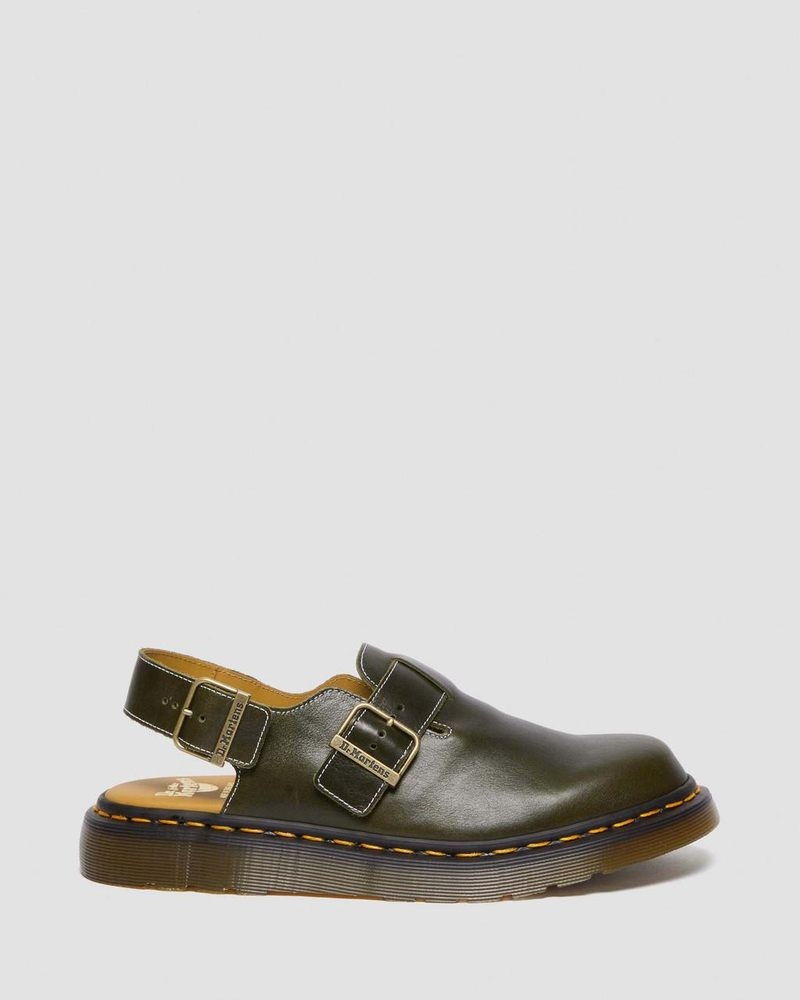 Sandalias Dr Martens Jorge Made in England Classic Cuero Destalonadas Mules Verde Oscuro | TQ10-X7SS