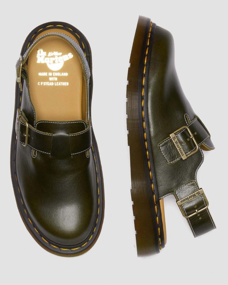 Sandalias Dr Martens Jorge Made in England Classic Cuero Destalonadas Mules Verde Oscuro | TQ10-X7SS