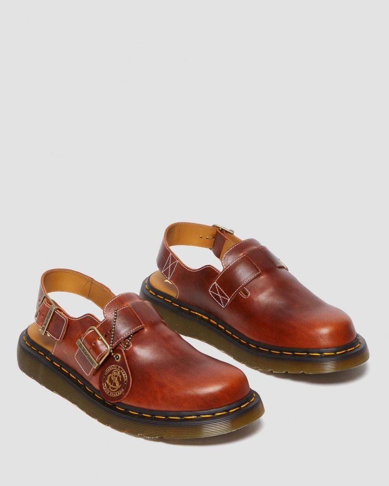 Sandalias Dr Martens Jorge Made in England Classic Cuero Destalonadas Mules Heritage Tan | FO40-M5GB