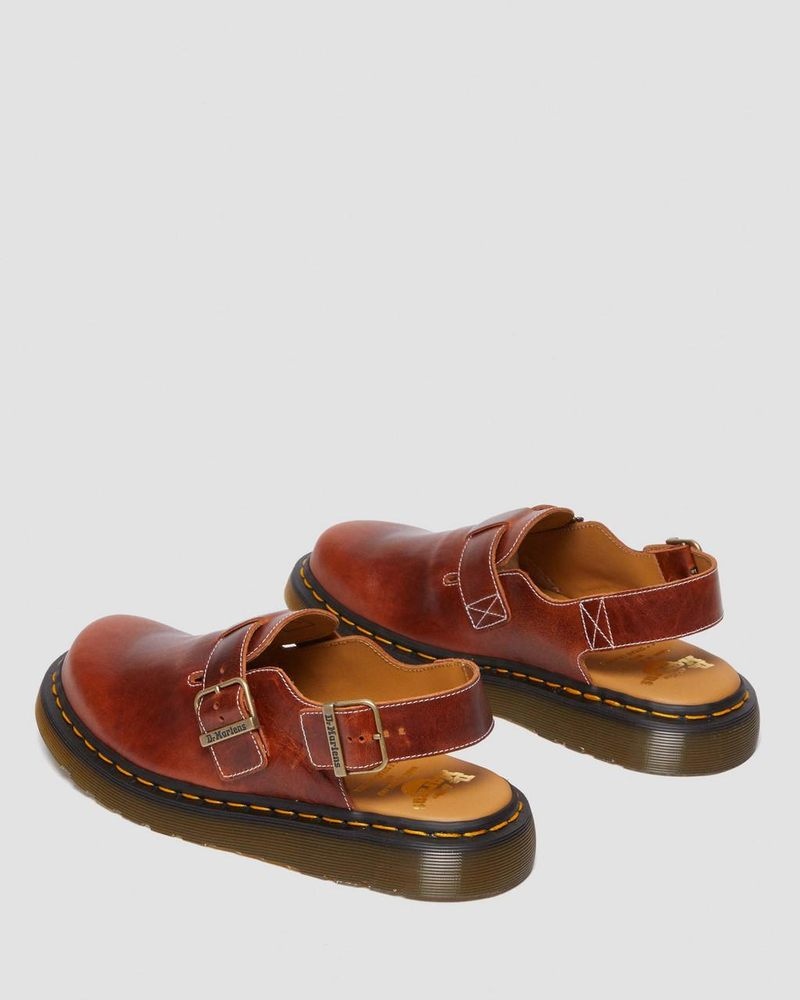 Sandalias Dr Martens Jorge Made in England Classic Cuero Destalonadas Mules Heritage Tan | FO40-M5GB