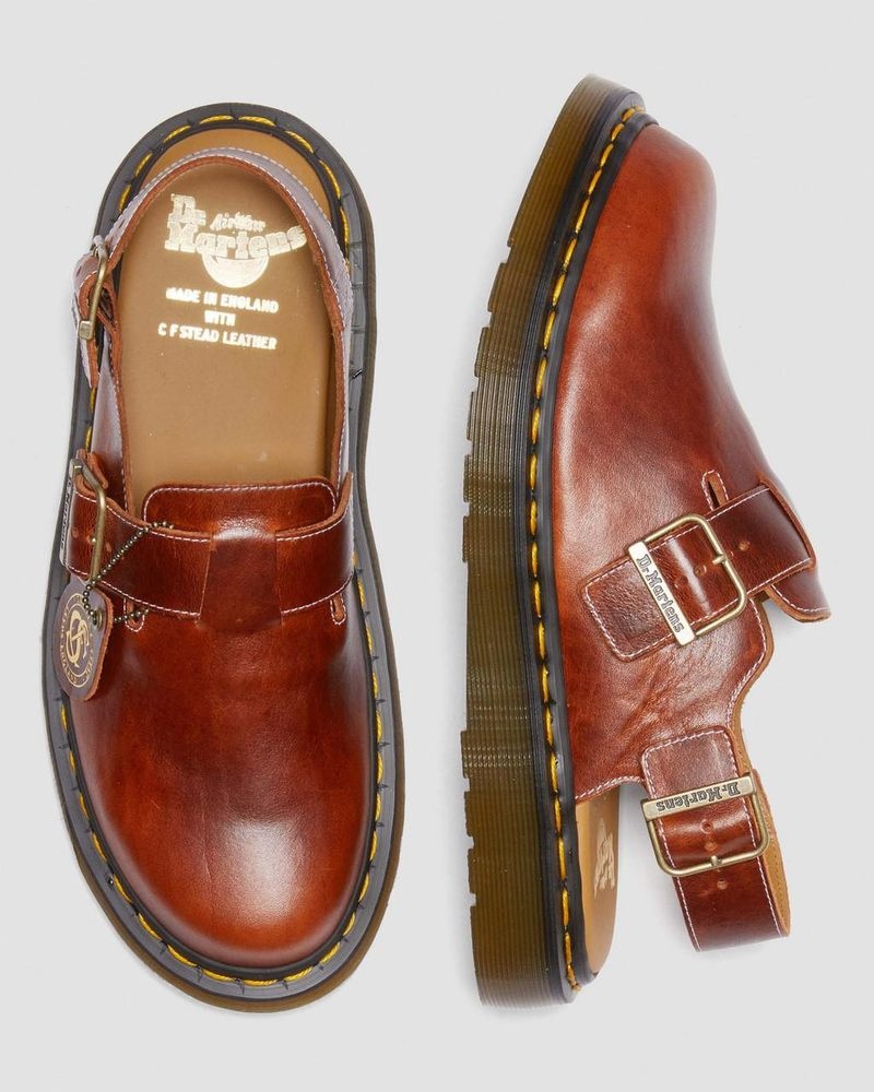 Sandalias Dr Martens Jorge Made in England Classic Cuero Destalonadas Mules Heritage Tan | FO40-M5GB