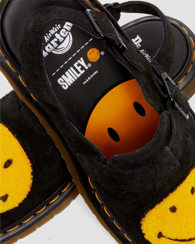 Sandalias Dr Martens Jorge Smiley Napped Gamuza Destalonadas Mules (Long Napped Gamuza) Negras | HF42-G3UZ