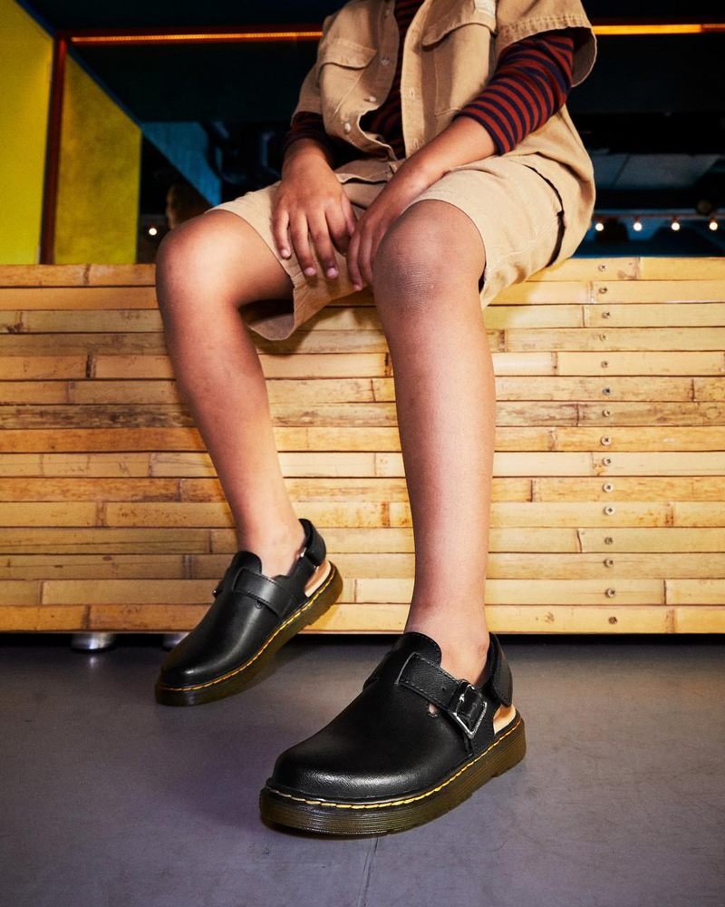 Sandalias Dr Martens Junior Jorgie Cuero Destalonadas Mules (T Lamper) Negras | LO36-A4GQ