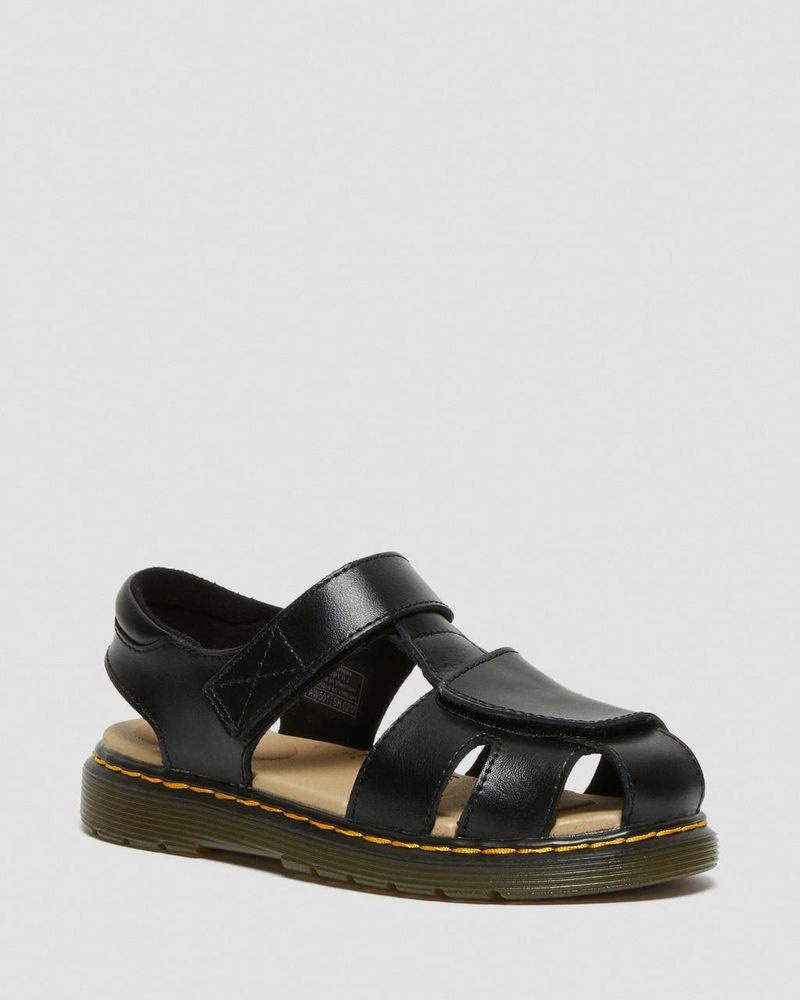 Sandalias Dr Martens Junior Moby II Cuero Velcro Sandals (T Lamper) Negras | IY14-G0NL