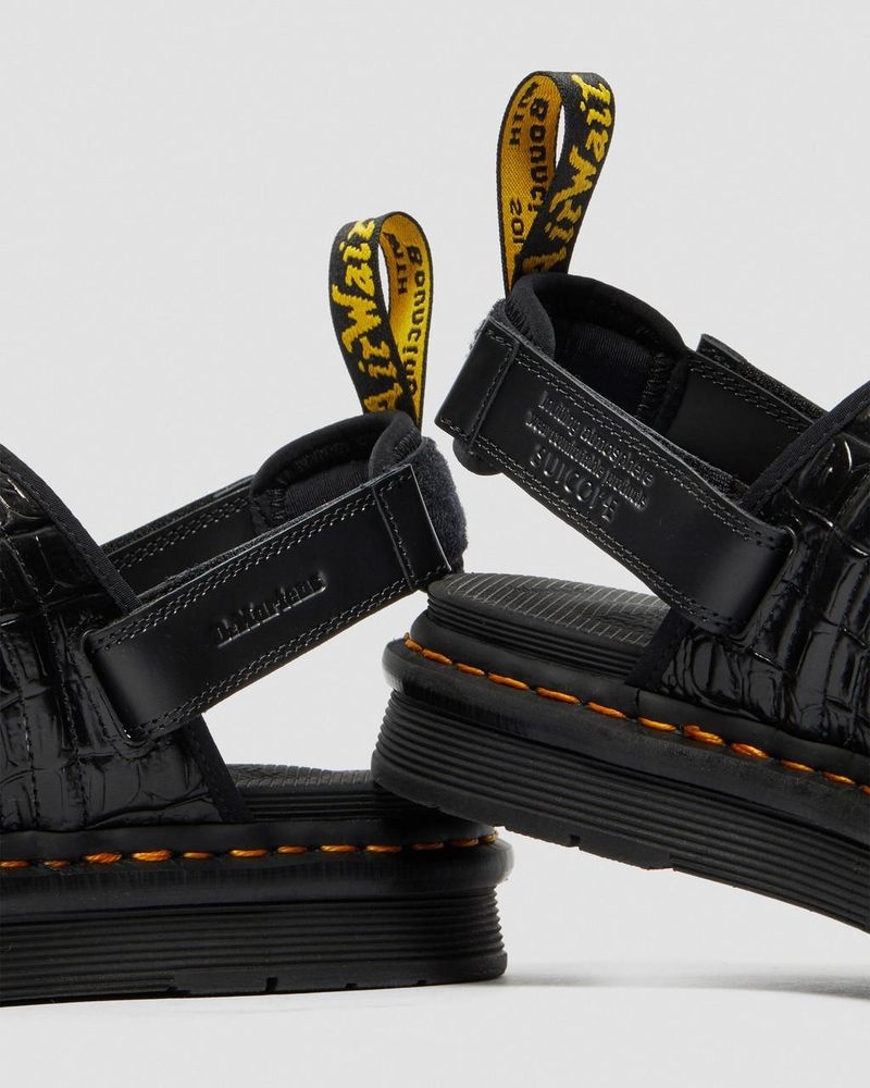 Sandalias Dr Martens Mura Suicoke Croco Cuero Sandals (New Vibrance Croco) Negras | NA75-P9UE