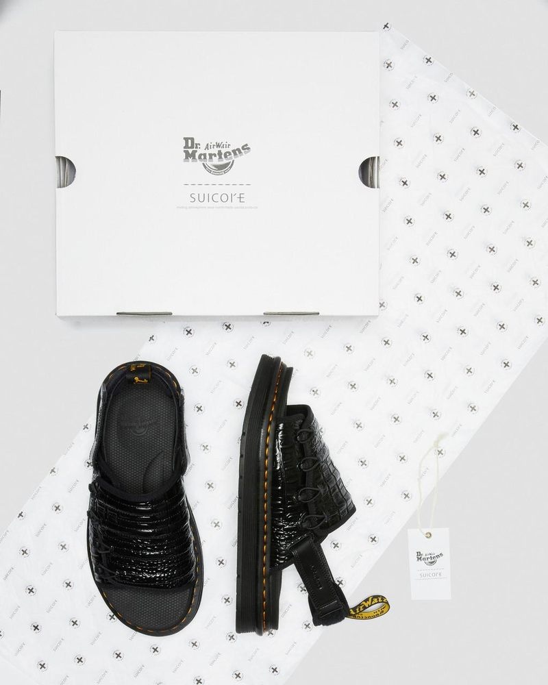 Sandalias Dr Martens Mura Suicoke Croco Cuero Sandals (New Vibrance Croco) Negras | NA75-P9UE