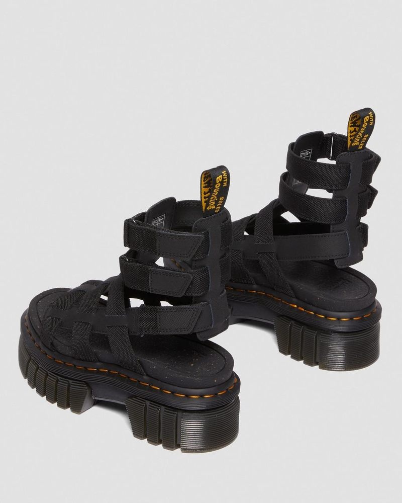 Sandalias Dr Martens Ricki Cuero Plataforma Gladiator Sandals (Ajax+Extra Tough 50/50) Negras | EO37-S1NC