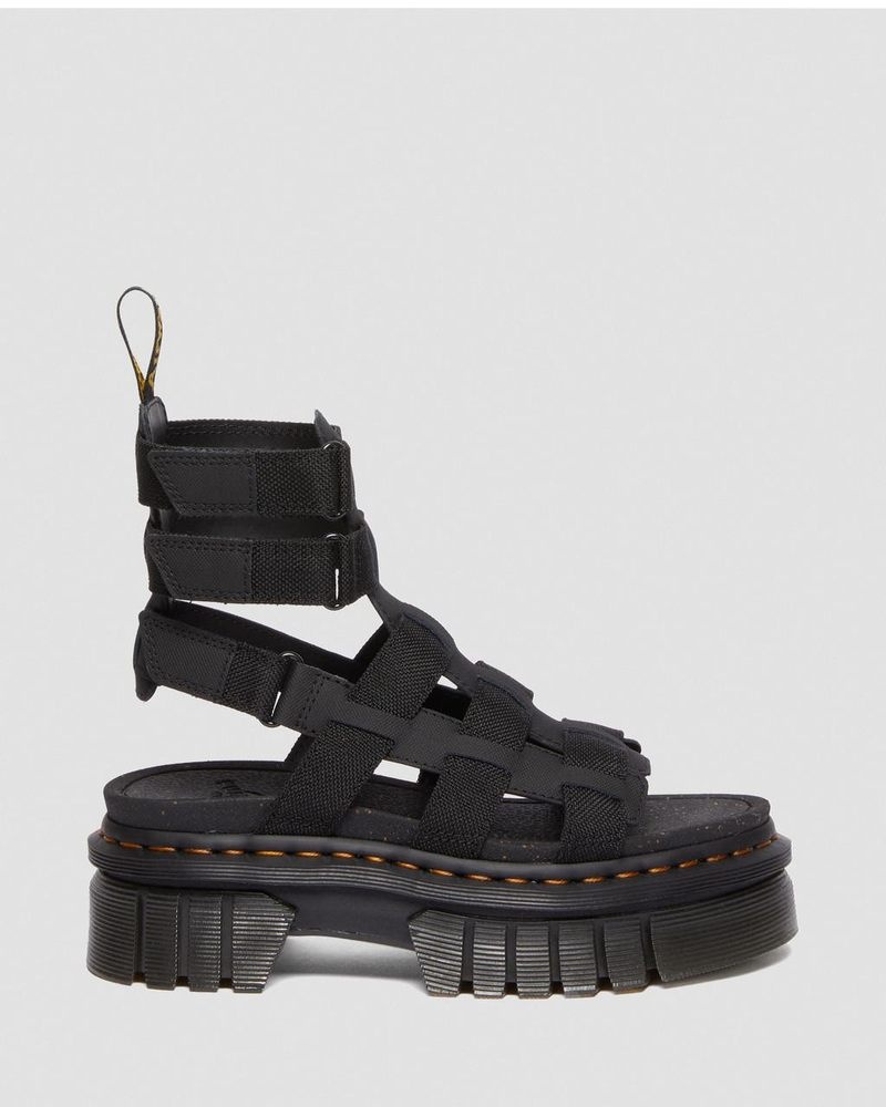 Sandalias Dr Martens Ricki Cuero Plataforma Gladiator Sandals (Ajax+Extra Tough 50/50) Negras | EO37-S1NC