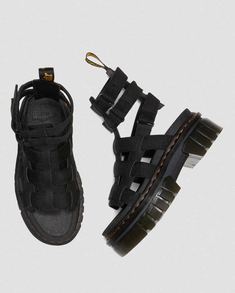 Sandalias Dr Martens Ricki Cuero Plataforma Gladiator Sandals (Ajax+Extra Tough 50/50) Negras | EO37-S1NC