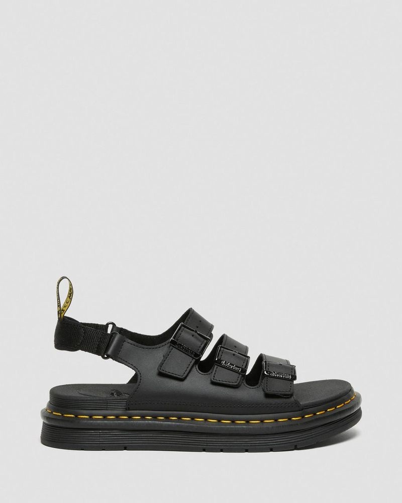 Sandalias Dr Martens Soloman Men's Cuero Correa Sandals (Hydro Cuero) Negras | UF22-L9KS