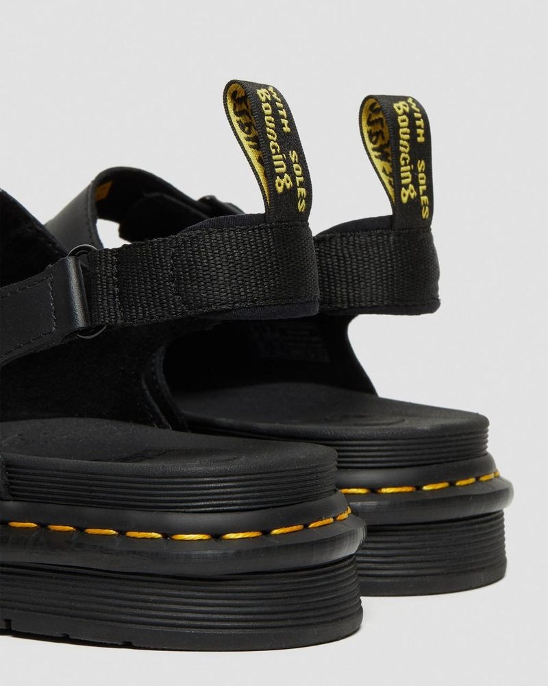 Sandalias Dr Martens Soloman Men's Cuero Correa Sandals (Hydro Cuero) Negras | UF22-L9KS