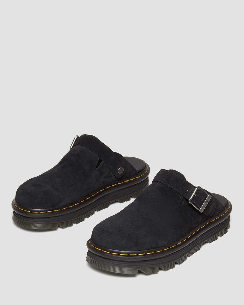 Sandalias Dr Martens Zebzag Gamuza Casuales Singback Plataforma Mules (E.H.Gamuza) Negras | GO44-Y3HF