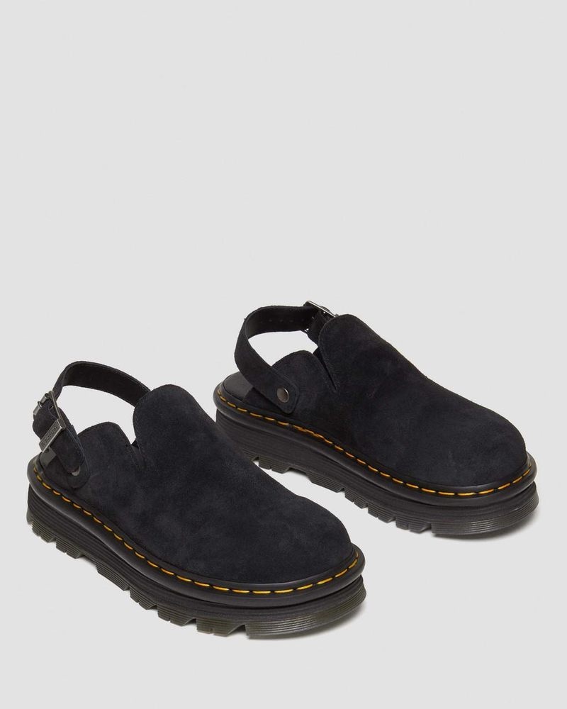 Sandalias Dr Martens Zebzag Gamuza Casuales Singback Plataforma Mules (E.H.Gamuza) Negras | GO44-Y3HF