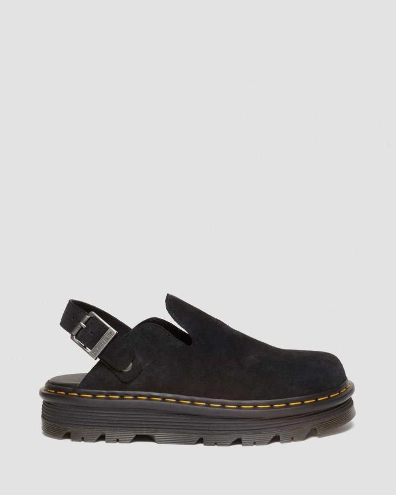 Sandalias Dr Martens Zebzag Gamuza Casuales Singback Plataforma Mules (E.H.Gamuza) Negras | GO44-Y3HF