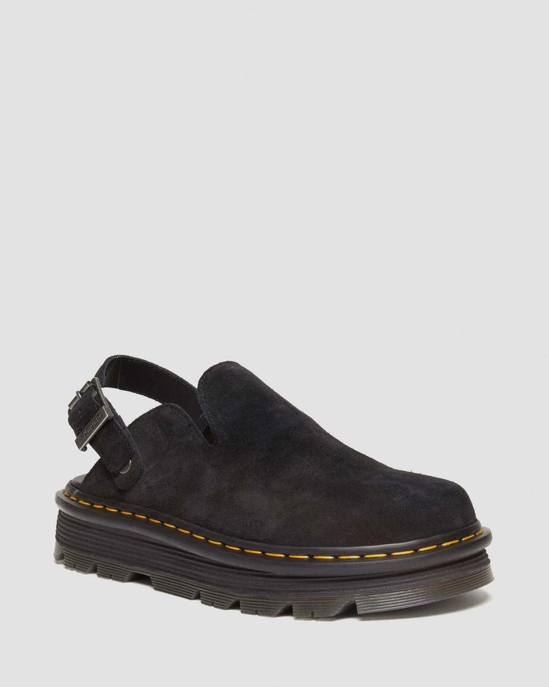 Sandalias Dr Martens Zebzag Gamuza Casuales Singback Plataforma Mules (E.H.Gamuza) Negras | GO44-Y3HF