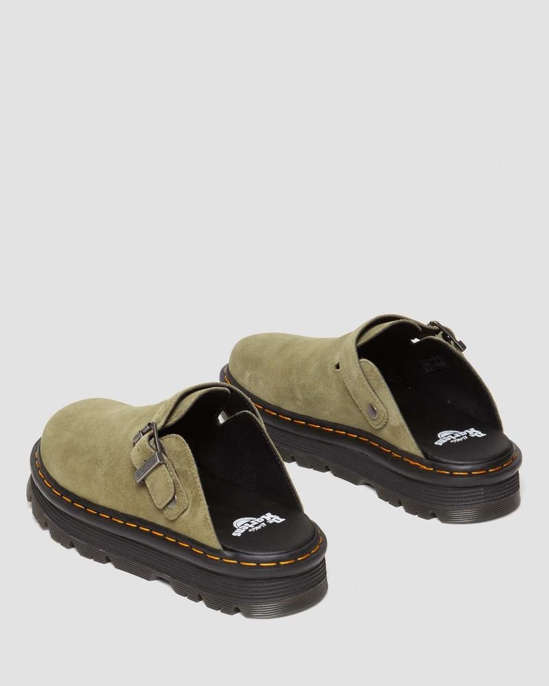 Sandalias Dr Martens Zebzag Gamuza Casuales Destalonadas Plataforma Mules (E.H.Gamuza) Verde Oliva | AX38-U9LA