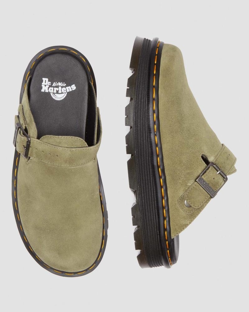 Sandalias Dr Martens Zebzag Gamuza Casuales Destalonadas Plataforma Mules (E.H.Gamuza) Verde Oliva | AX38-U9LA