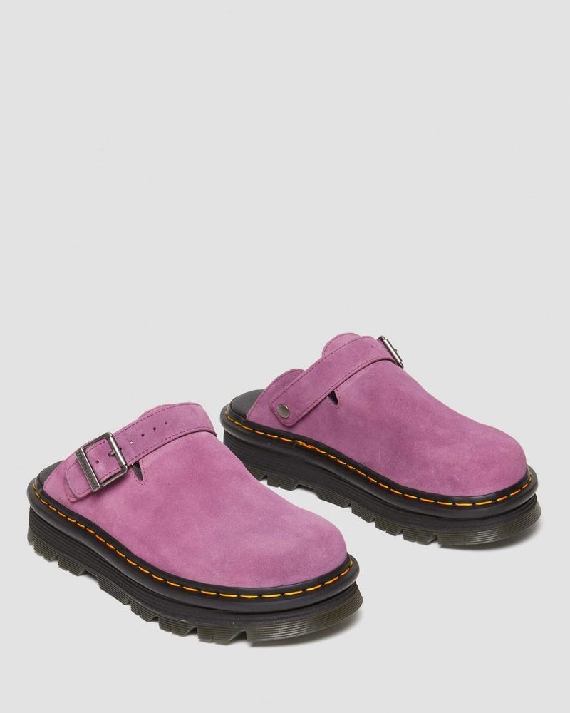 Sandalias Dr Martens Zebzag Gamuza Casuales Destalonadas Plataforma Mules (E.H.Gamuza) Moradas | HK87-A3IR