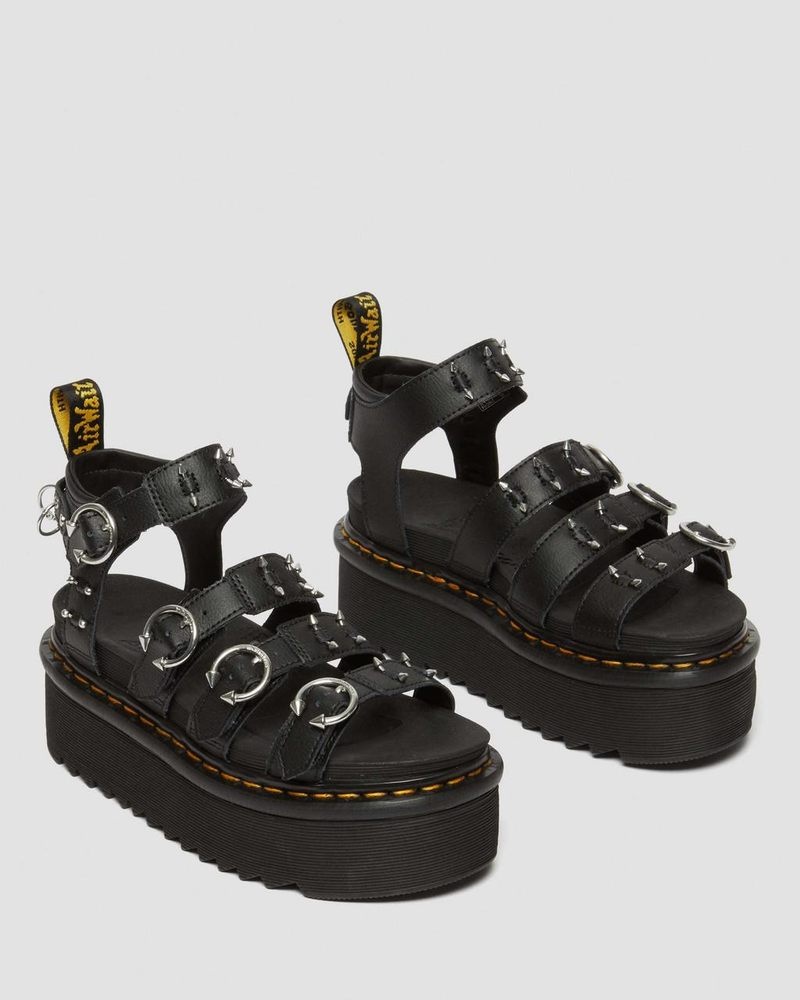 Sandalias de Plataforma Dr Martens Blaire Piercing Cuero Plataforma Sandals (Athena) Negras | FG29-R2JO