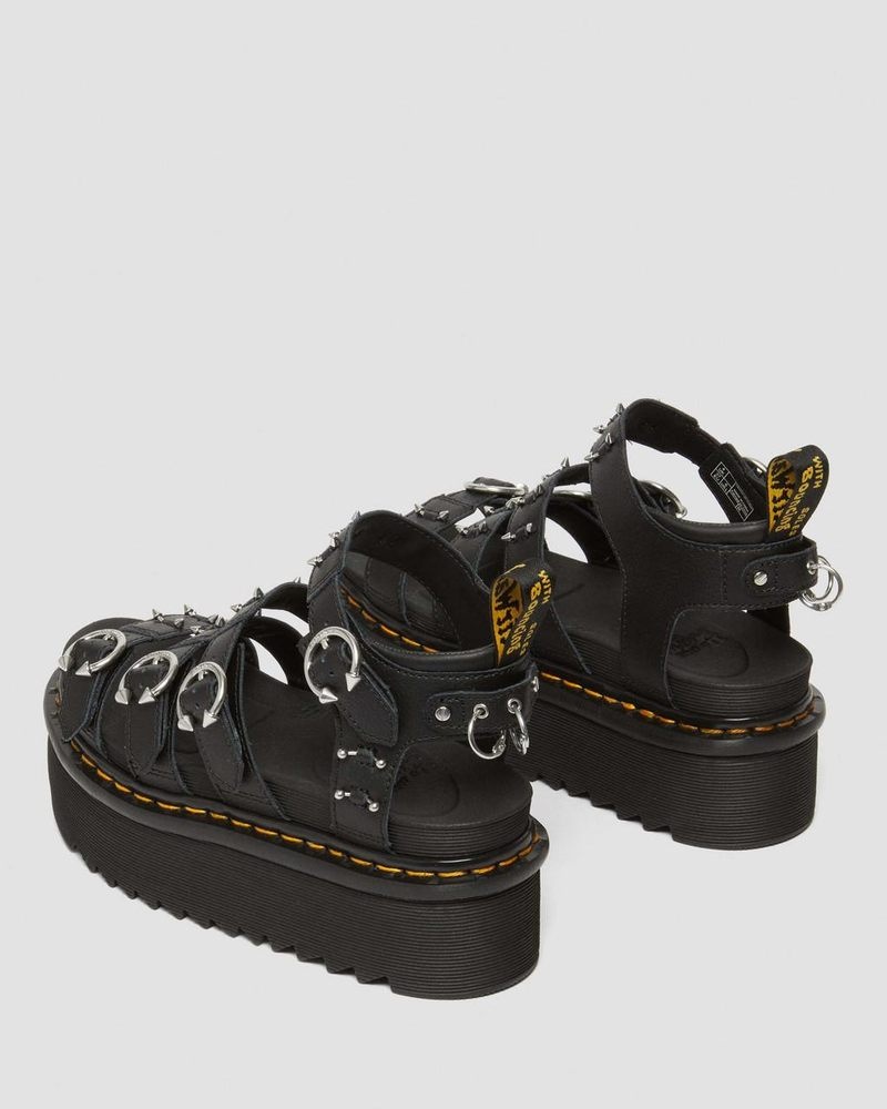 Sandalias de Plataforma Dr Martens Blaire Piercing Cuero Plataforma Sandals (Athena) Negras | FG29-R2JO