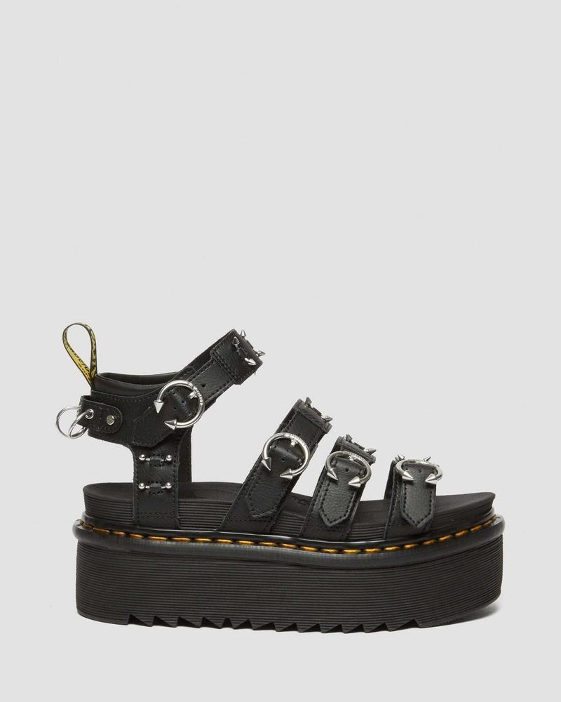 Sandalias de Plataforma Dr Martens Blaire Piercing Cuero Plataforma Sandals (Athena) Negras | FG29-R2JO