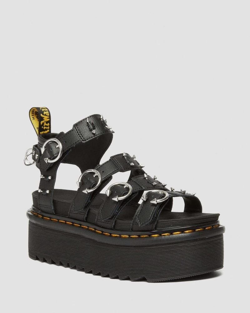 Sandalias de Plataforma Dr Martens Blaire Piercing Cuero Plataforma Sandals (Athena) Negras | FG29-R2JO