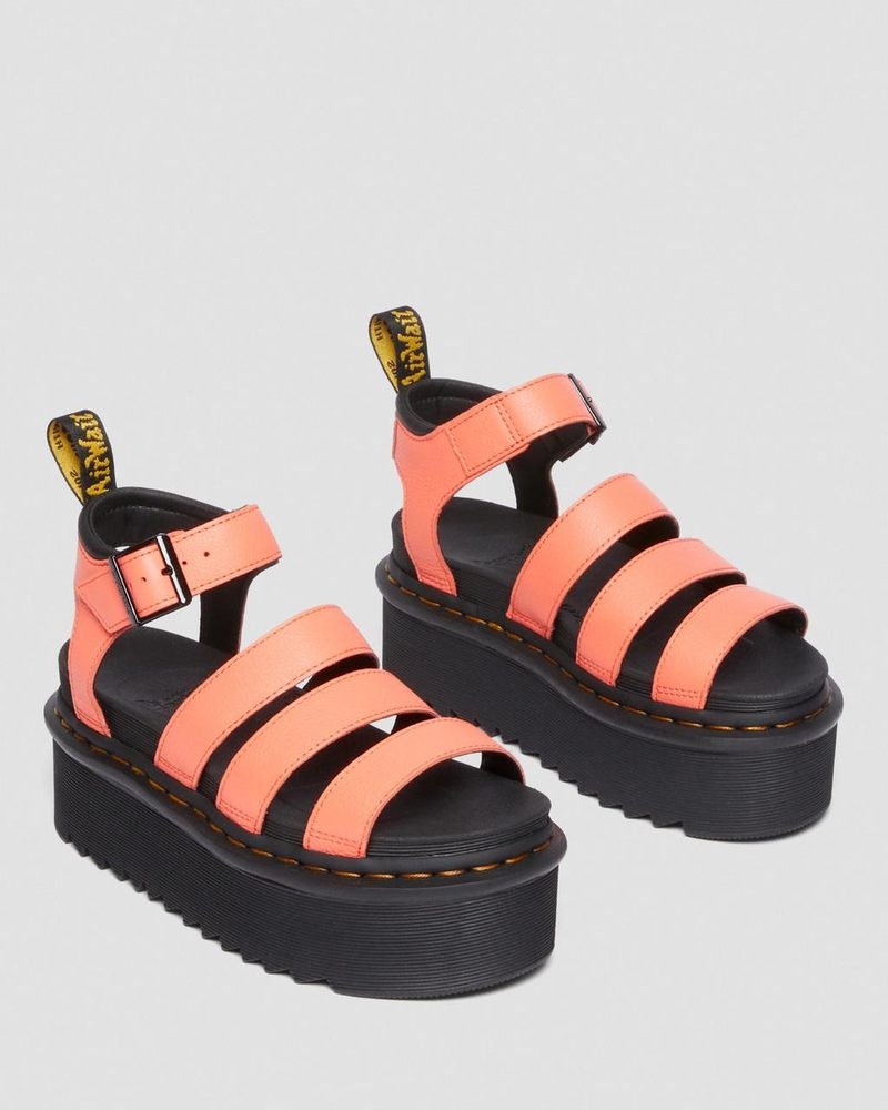 Sandalias de Plataforma Dr Martens Blaire Pisa Cuero Plataforma Correa Sandals (Pisa) Coral | ME41-F1JH