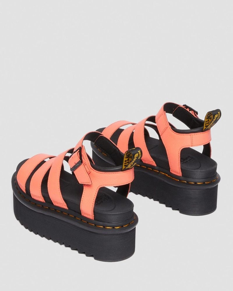 Sandalias de Plataforma Dr Martens Blaire Pisa Cuero Plataforma Correa Sandals (Pisa) Coral | ME41-F1JH