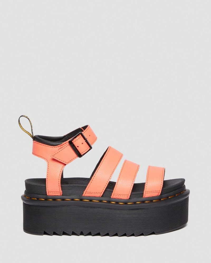 Sandalias de Plataforma Dr Martens Blaire Pisa Cuero Plataforma Correa Sandals (Pisa) Coral | ME41-F1JH