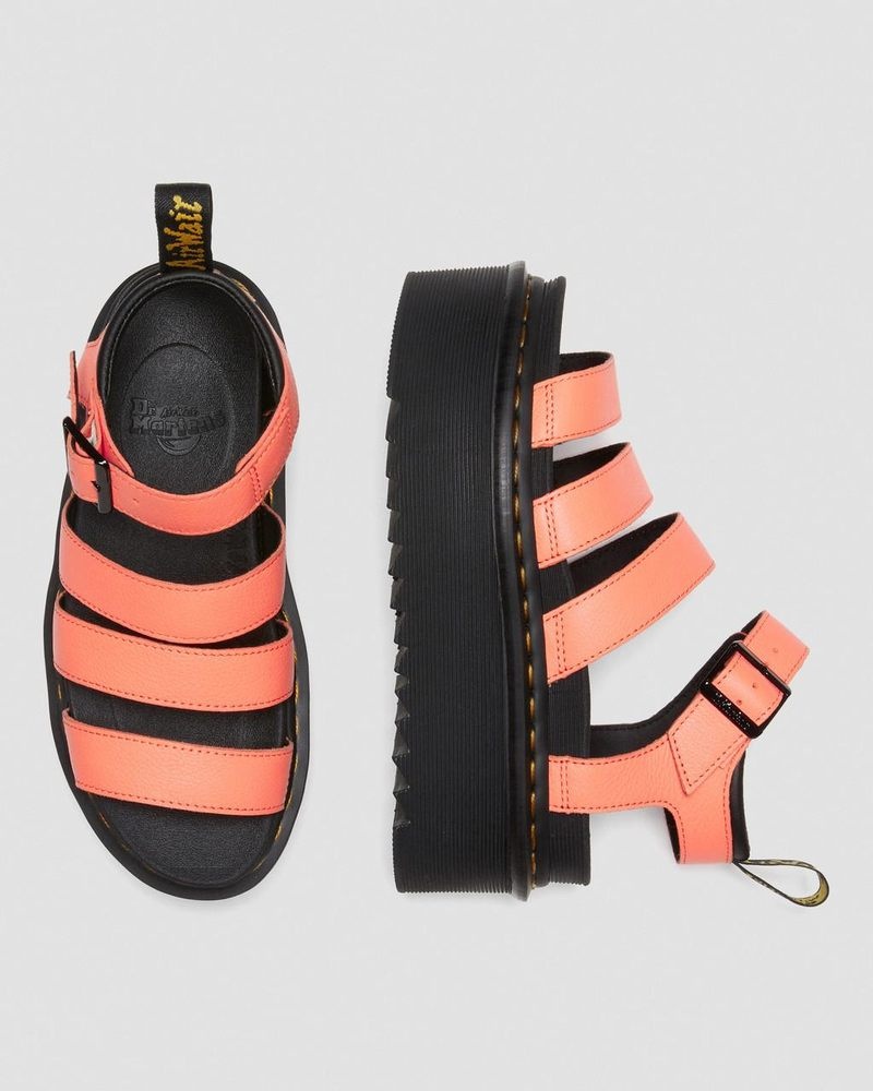 Sandalias de Plataforma Dr Martens Blaire Pisa Cuero Plataforma Correa Sandals (Pisa) Coral | ME41-F1JH