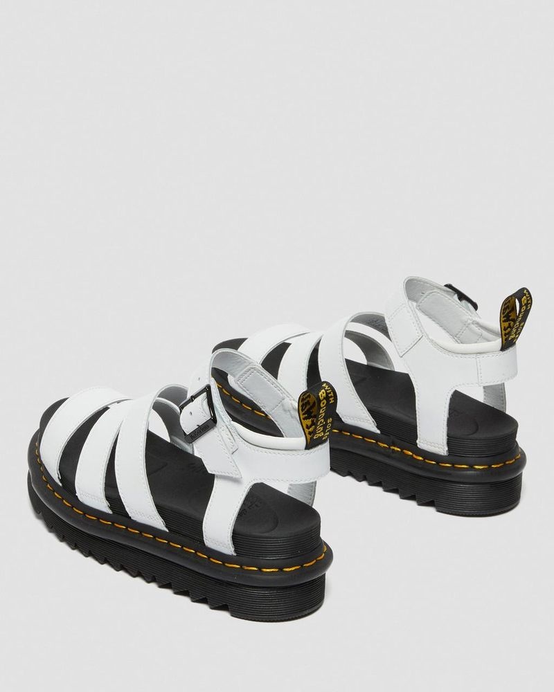 Sandalias de Plataforma Dr Martens Blaire Hydro Cuero Correa Sandals (Hydro Cuero) Blancas | ES97-L2AI