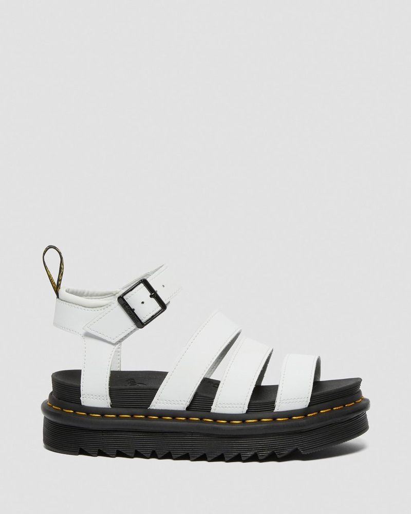 Sandalias de Plataforma Dr Martens Blaire Hydro Cuero Correa Sandals (Hydro Cuero) Blancas | ES97-L2AI