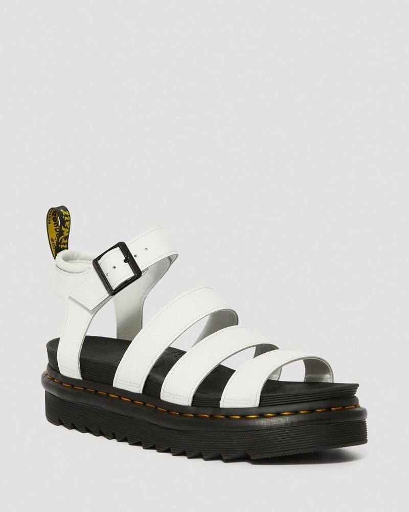 Sandalias de Plataforma Dr Martens Blaire Hydro Cuero Correa Sandals (Hydro Cuero) Blancas | ES97-L2AI