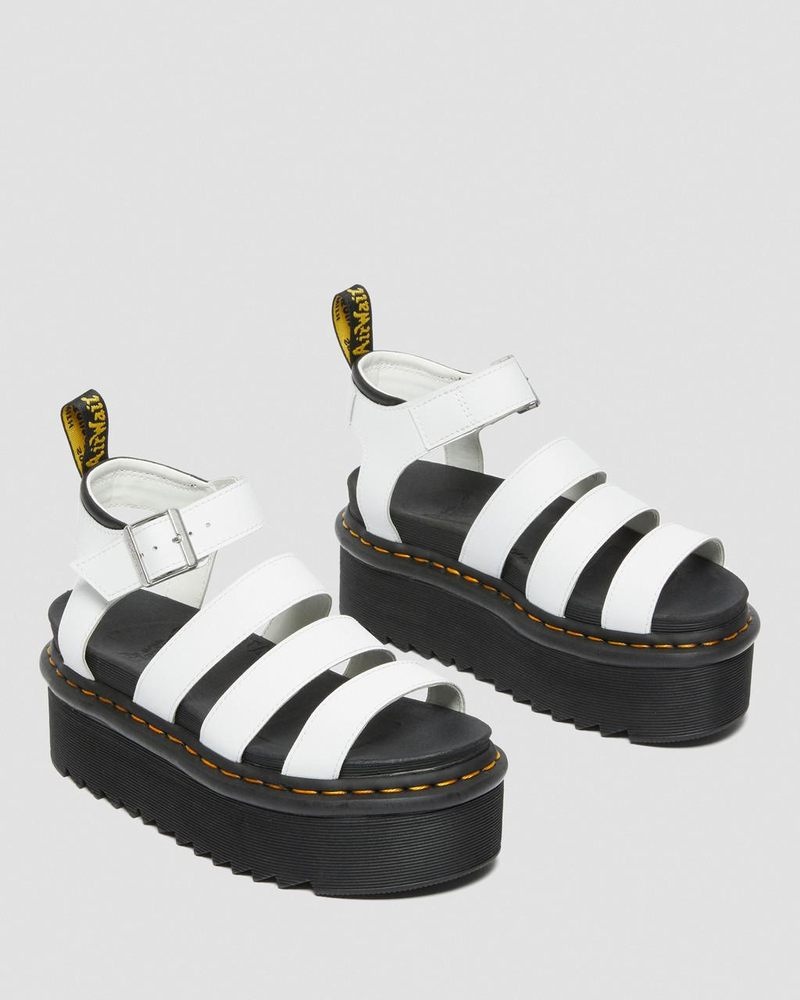 Sandalias de Plataforma Dr Martens Blaire Hydro Cuero Plataforma Correa Sandals (Hydro Cuero) Blancas | HK53-I5IU