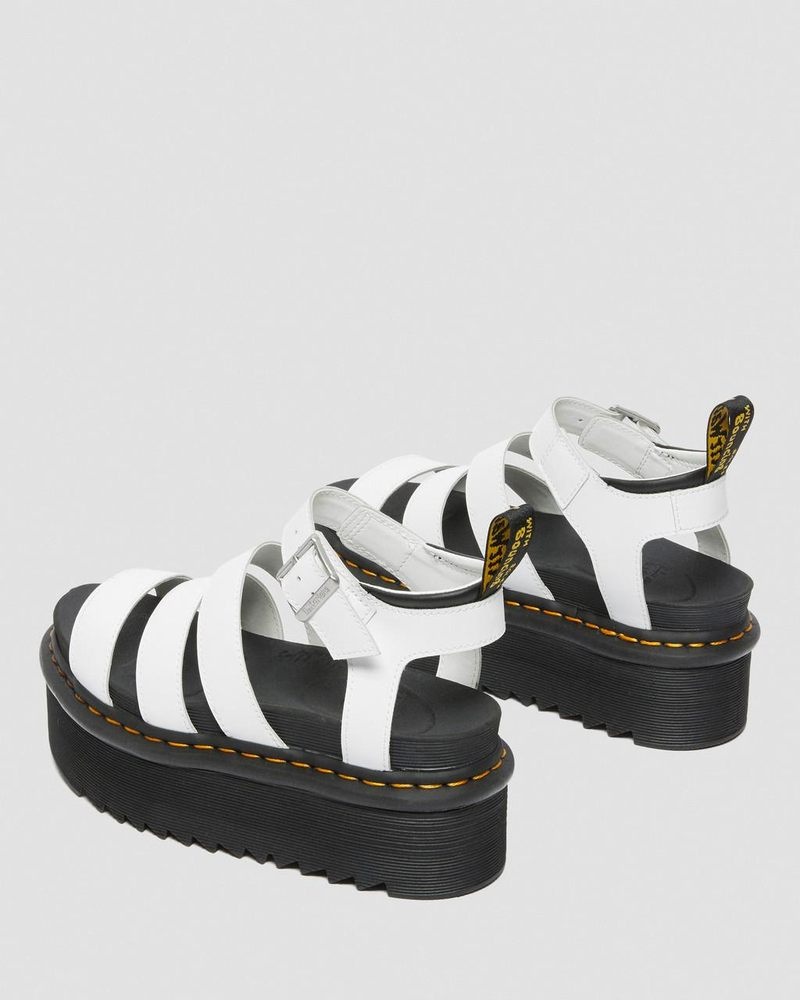 Sandalias de Plataforma Dr Martens Blaire Hydro Cuero Plataforma Correa Sandals (Hydro Cuero) Blancas | HK53-I5IU