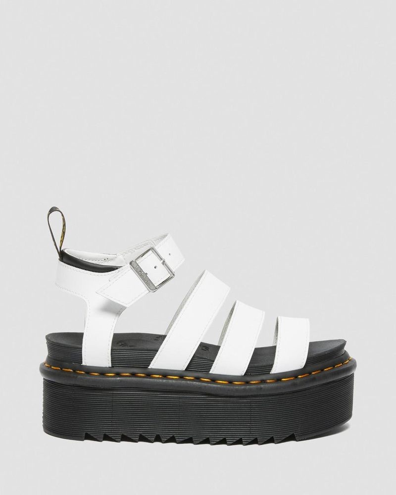 Sandalias de Plataforma Dr Martens Blaire Hydro Cuero Plataforma Correa Sandals (Hydro Cuero) Blancas | HK53-I5IU