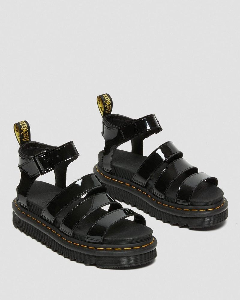 Sandalias de Plataforma Dr Martens Blaire Charol Cuero Correa Sandals (Charol Cuero) Negras | CC69-Y6OL