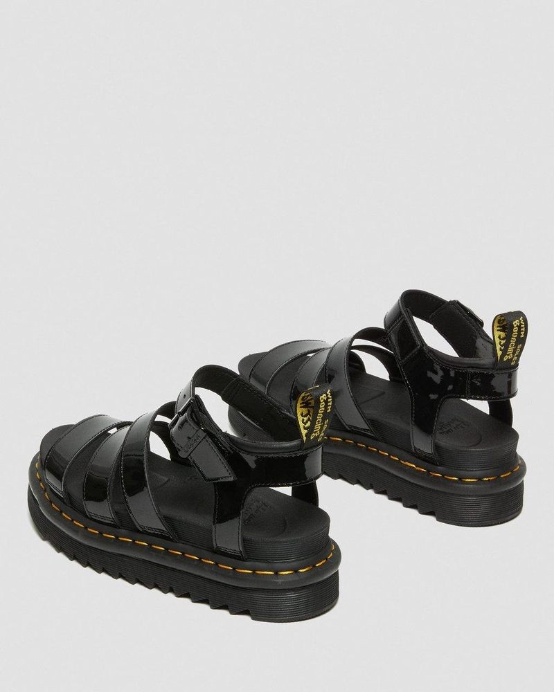 Sandalias de Plataforma Dr Martens Blaire Charol Cuero Correa Sandals (Charol Cuero) Negras | CC69-Y6OL