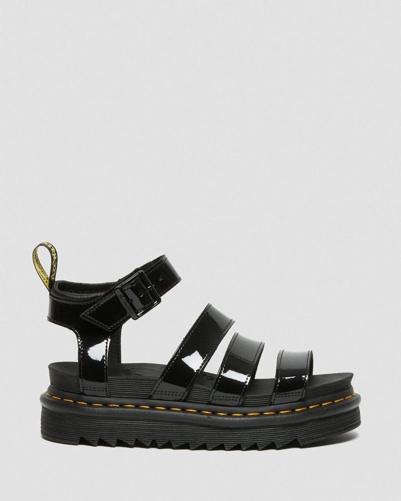 Sandalias de Plataforma Dr Martens Blaire Charol Cuero Correa Sandals (Charol Cuero) Negras | CC69-Y6OL