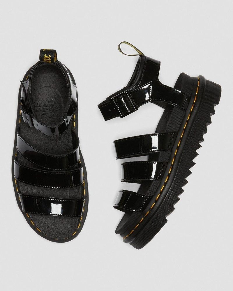 Sandalias de Plataforma Dr Martens Blaire Charol Cuero Correa Sandals (Charol Cuero) Negras | CC69-Y6OL