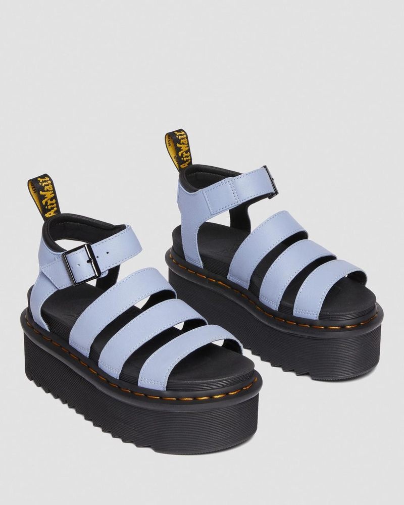 Sandalias de Plataforma Dr Martens Blaire Pisa Cuero Plataforma Correa Sandals (Pisa) Azules | KW12-Z6WP