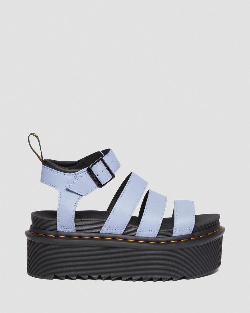 Sandalias de Plataforma Dr Martens Blaire Pisa Cuero Plataforma Correa Sandals (Pisa) Azules | KW12-Z6WP