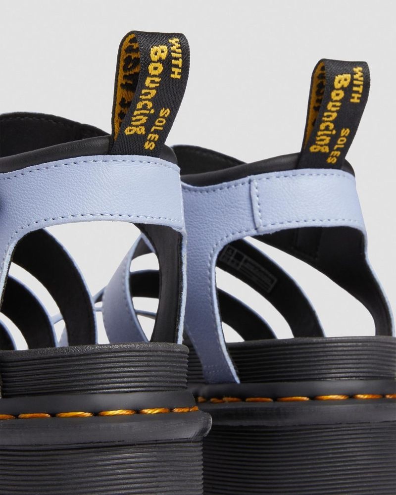 Sandalias de Plataforma Dr Martens Blaire Pisa Cuero Plataforma Correa Sandals (Pisa) Azules | KW12-Z6WP