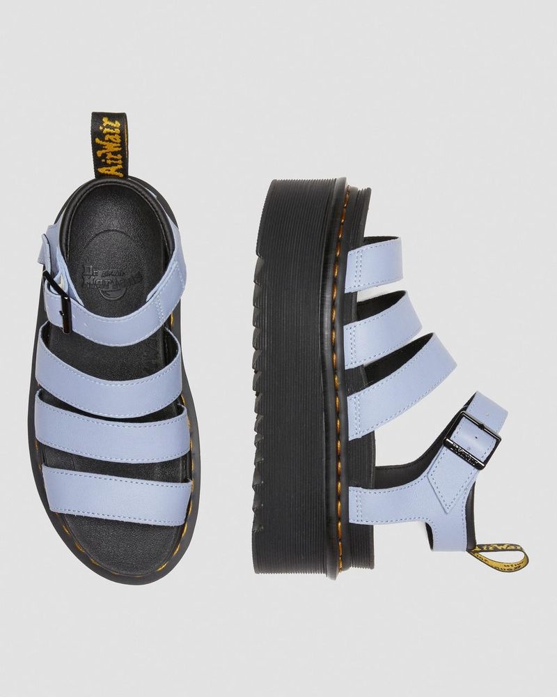 Sandalias de Plataforma Dr Martens Blaire Pisa Cuero Plataforma Correa Sandals (Pisa) Azules | KW12-Z6WP